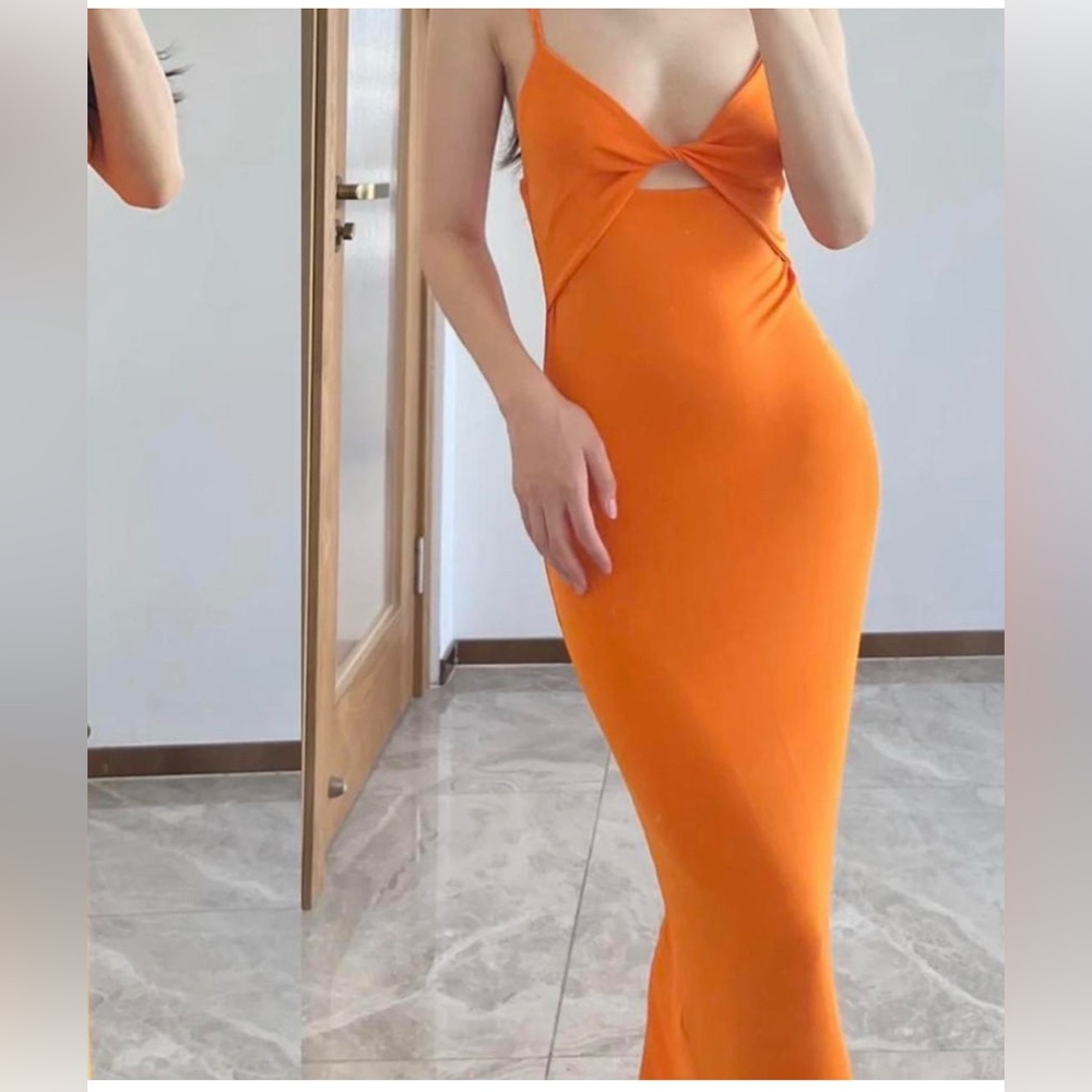 Zara Orange cutout bodycon dress